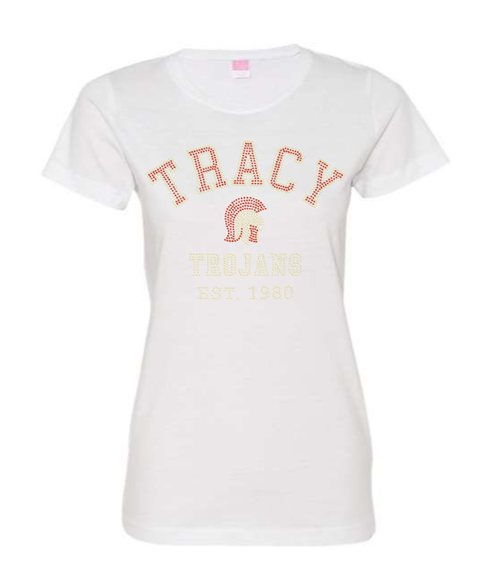 CREW NECK- TRACY TROJANS EST 1980