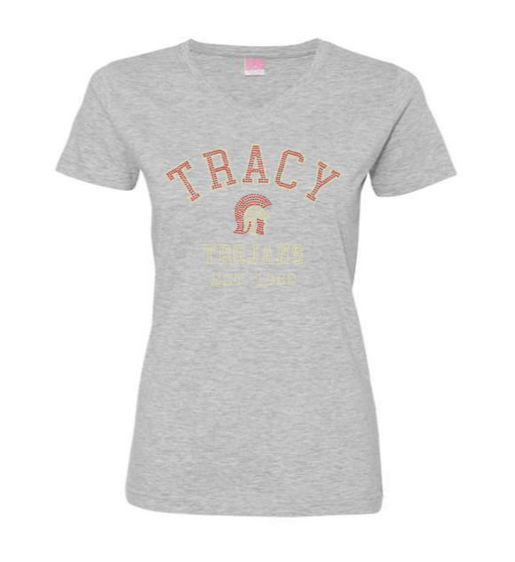 V NECK- TRACY TROJANS EST 1980