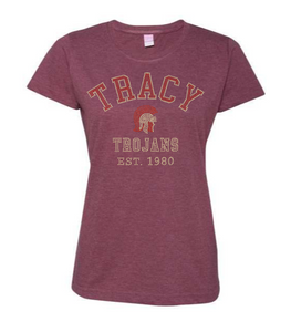 CREW NECK- TRACY TROJANS EST 1980